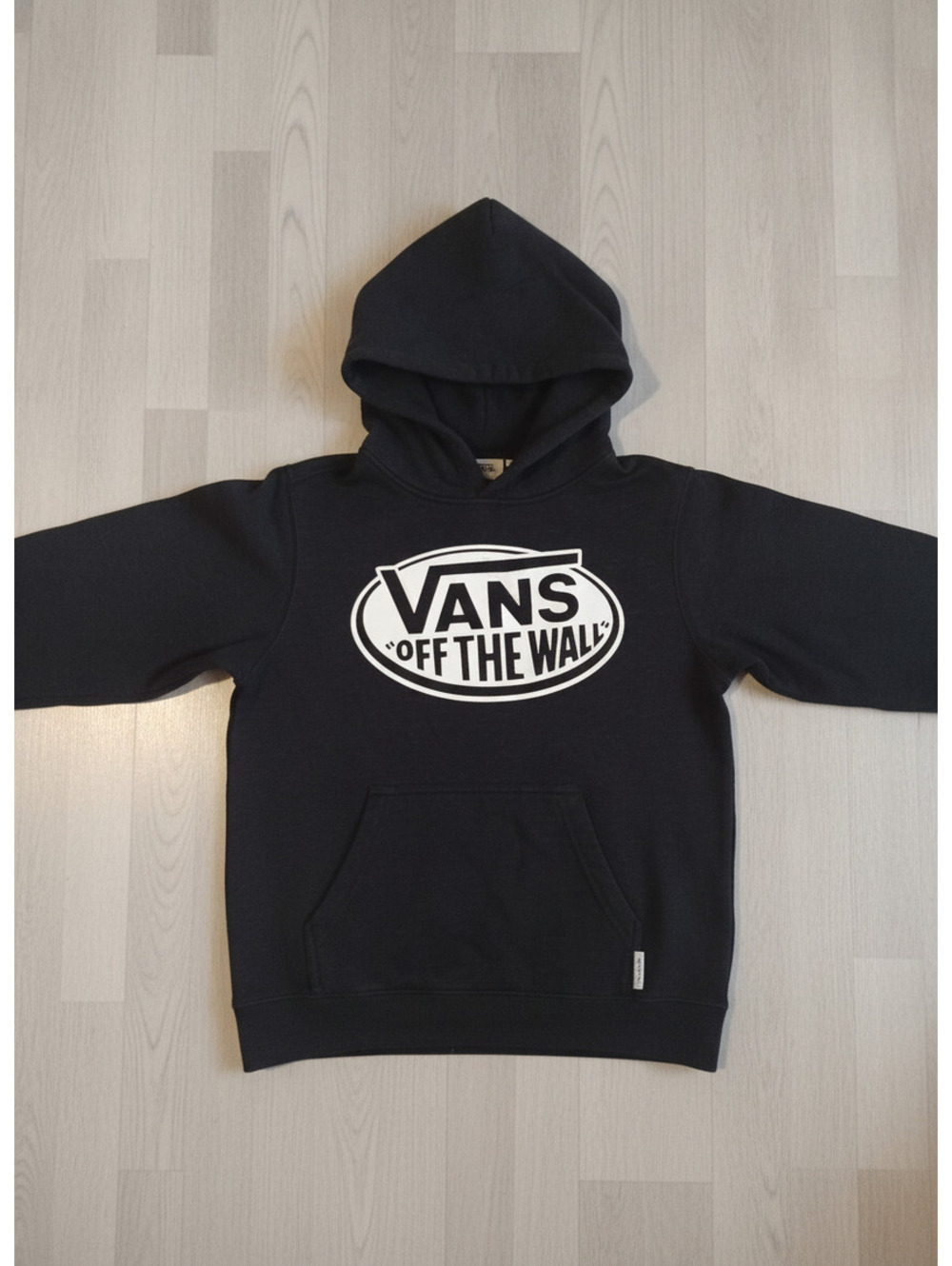 Vans Off The Wall Black Pullover Hoodie Sweatshirt Size Small White Logo Graphic